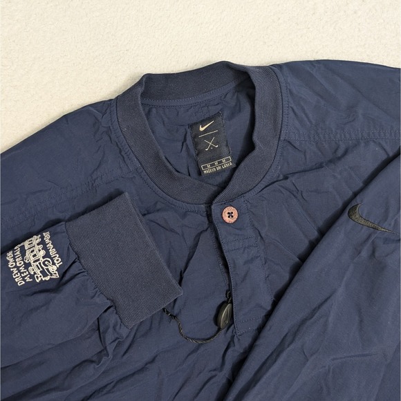 NEW NIKE GOLF Jacket Mens M Blue Swoosh Casual Pullover Windbreaker Nylon - Picture 1 of 9